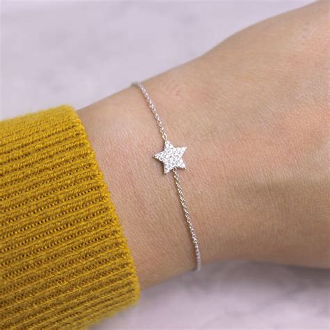 Sterling Silver Star Bracelet With Cubic Zirconia By Lucy Loves Neko