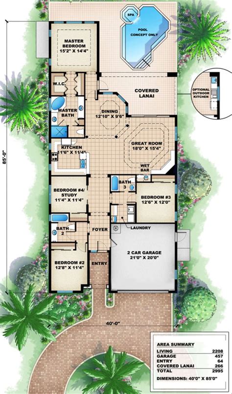 House Plan 1018 00013 Mediterranean Plan 2208 Square Feet 3 4