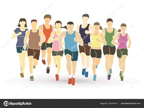 marathon runners group of people running men and women running stock vector image by ©sila5775