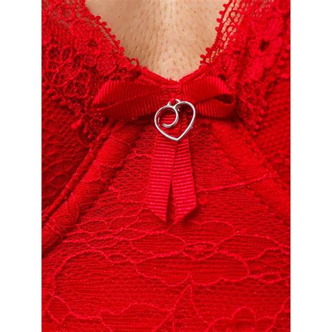 Lovehoney Plus Size Flaunt Me Floral Lace Balcony Cup Basque Red