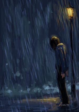 Anime boy, blue eyes, white hair, umbrella, raining, sad; Sad anime boy crying in the rain - Rain Photo (41358414 ...