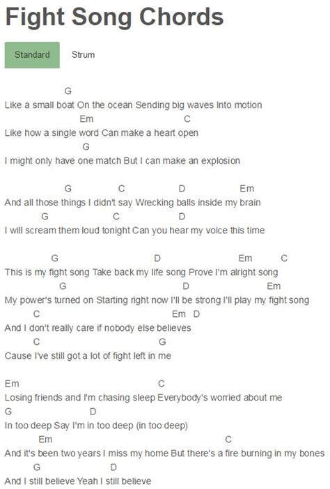 Ukulele song tab and chords. Fight Song Chords Rachel Platten | Rachel Platten | Pinterest | Fight song chords, Us and Guitar ...