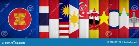 Flag Of Association Of Southeast Asian Nations Aka Asean With Members