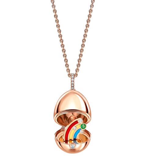 Fabergé Rose Gold Diamond And Emerald Essence Rainbow Surprise Necklace Harrods Uk