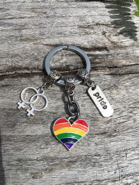 lesbian pride keychain lesbian keyring rainbow key chain etsy ireland