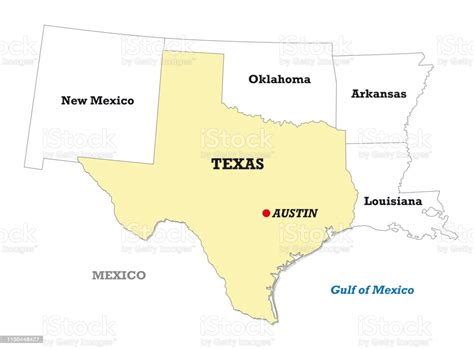 Texas State Map With Neighboring States Stock Illustration