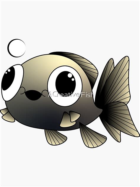 Cute And Derpy Black Moor Goldfish Sticker For Sale By Acreativefish