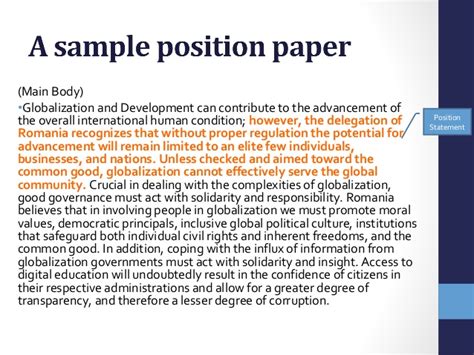 Cal high position paper format & sample basic format: Position paper