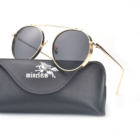 Mincl Retro Sunglasses Women Men Vintage Round Metal Punk Mirror Gothic Sun Glasses Feminino