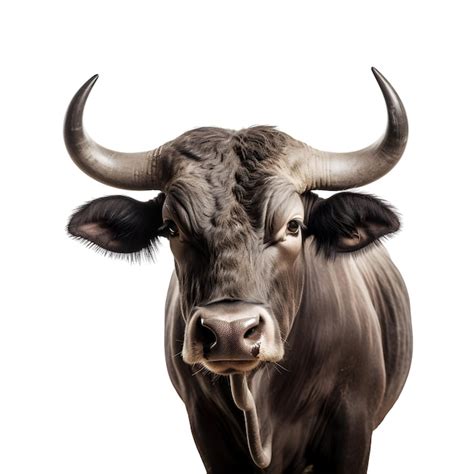 Premium Ai Image Portrait Of A Black Bull With Horns Isolated On A
