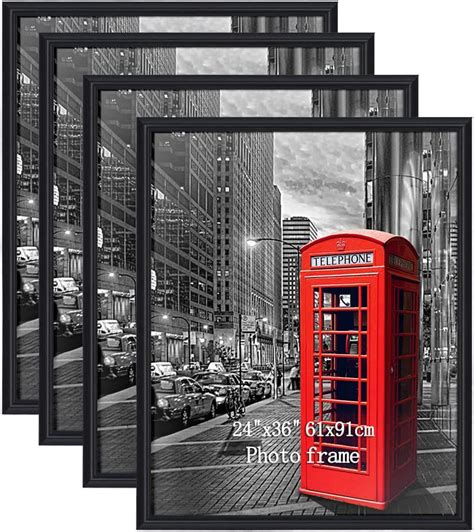 4 Pack 24x36 Frame For Pictures With Plexiglass Front Black Poster