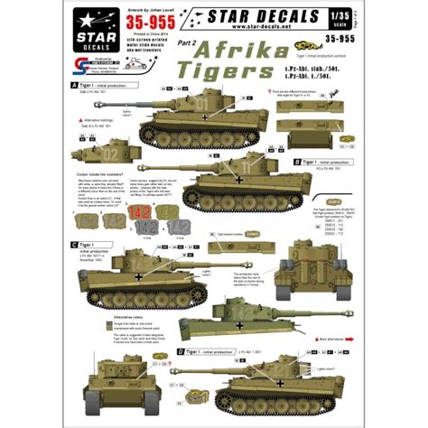 Star Decals 35 955 Afrika Tigers 2 Initial Production Tiger I SCALE