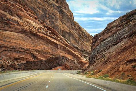 Driving On Interstate 70 Highway In Utah Stock Photo Image Of Views