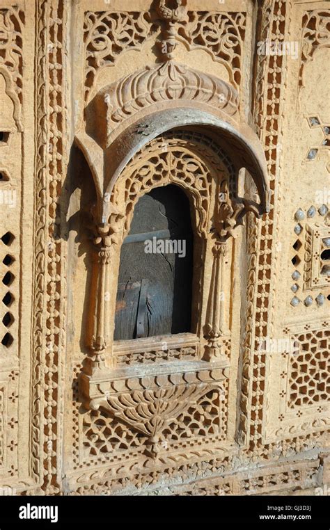 Beautiful Ornate Window Of Old Haveli House In Jaisalmer Golden City