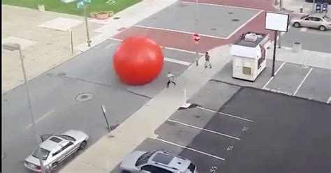Giant Red Ball Escapes From Art Installation In Ohio Boing Boing