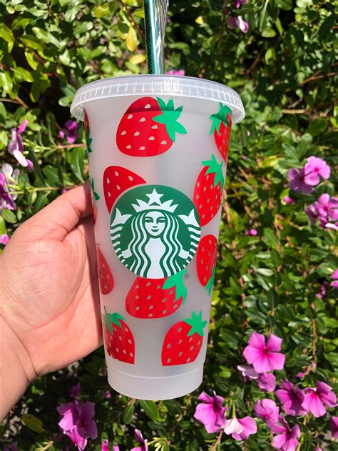 Strawberry Starbucks Cup Custom Cup Personalized Cup Etsy