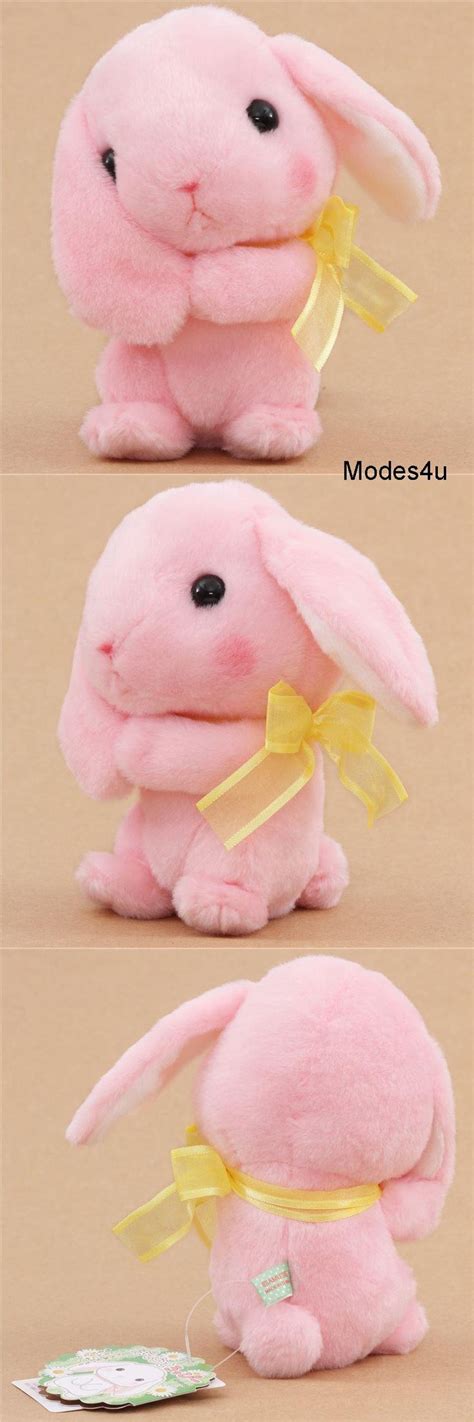 Pink Bunny Rabbit Holding Ear Poteusa Loppy Plush Toy From Japan
