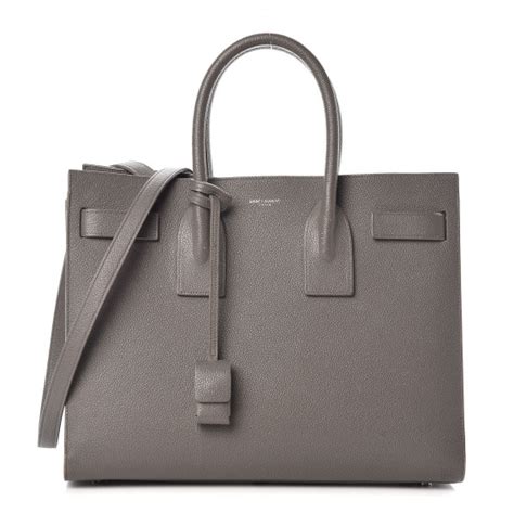 Saint Laurent Grained Calfskin Small Sac De Jour Fog 368326