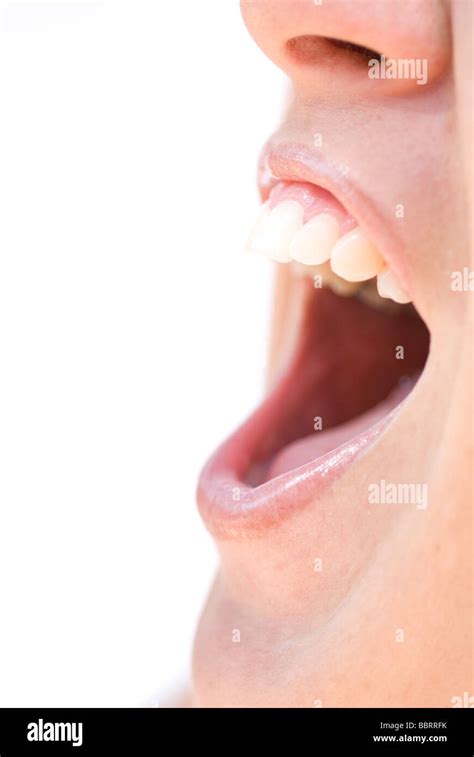 Woman Shouting Mouth Details Stock Photo Alamy