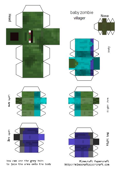 Papercraft Baby Zombie Villager Minecraft Printables Baby Zombie