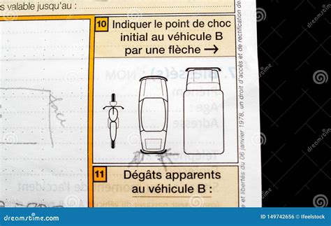 Constat Amiable Europeen D Accident Automobile Auto Editorial Photo