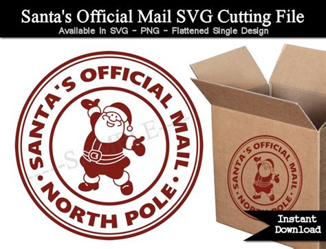 Santas Official Mail Christmas Stamp Cutting File Svg Etsy Australia