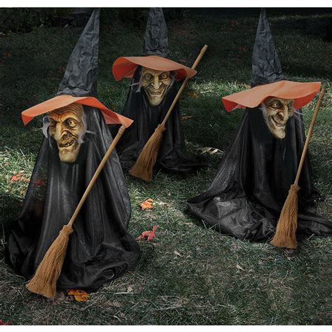 Witch And Broom Yard Stakes 3ct Party City Halloween Decorations Diy