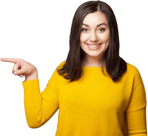 Woman Smiling Pointing A Better Connection