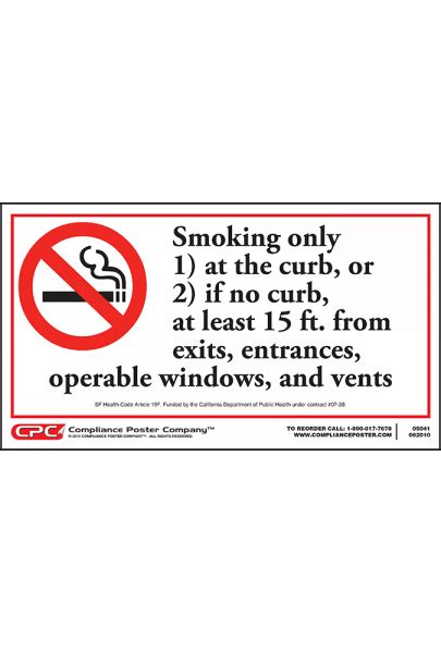 San Francisco Ca No Smoking Poster Compliance Poster Company