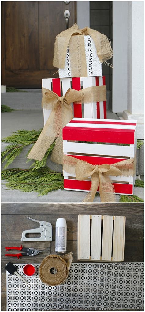 These boxes are made up of crates and definitely worth the time that it takes to construct. 21 Cheap DIY Outdoor Christmas Decorations | DIY Home Decor