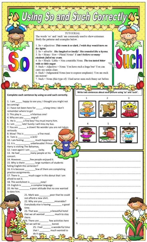 So And Such Grammar Guide English Esl Worksheets Pdf And Doc