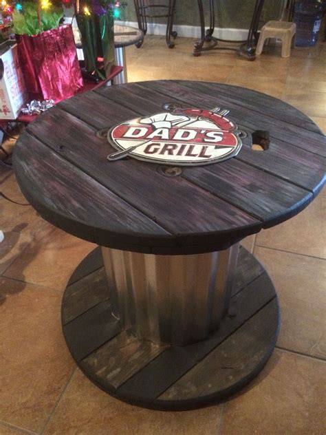 Dads Patio Table Made From Cable Reel Spool Furniture Wood Spool