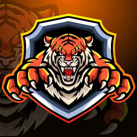 Diseño de logotipo de esport de mascota de tigre Vector Premium