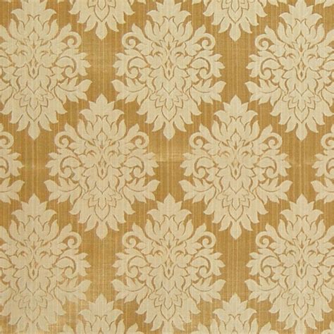 Golden Gold Damask Cotton Upholstery Fabric
