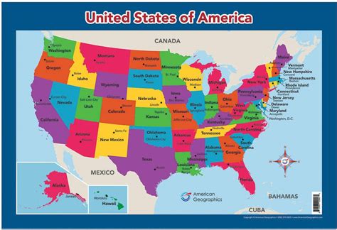 Usa Map For Kids United States Walldesk Map 18 X 26 Laminated