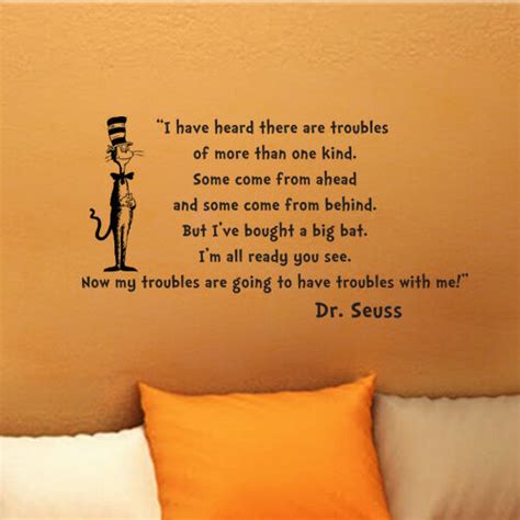 Dr Seuss Cat In The Hat Troubles Wall Quote Vinyl Art