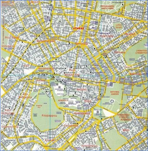 Nice Athens Map Tourist Attractions Athens Map Map Athens City