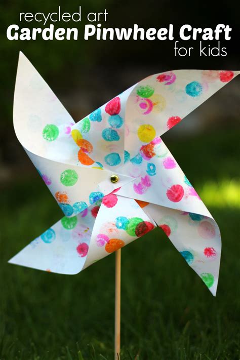 Garden Pinwheel Craft for Kids from Recycled Artwork | Make and Takes