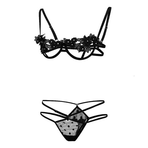 Buy Yj Sexy Lingerie Lace Temptation Rose Underwear With Steel Ring G String Thong At