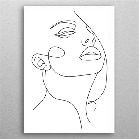 More images for simple one line face drawing » 'Abstract Girl Face OneLine' Poster | art print by Valeria ...