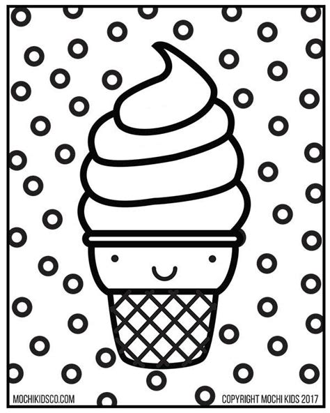 Kawaii Food Coloring Pages Ice Cream