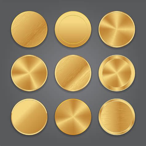 Round Gold Button Vector Set Vectors Graphic Art Designs In Editable
