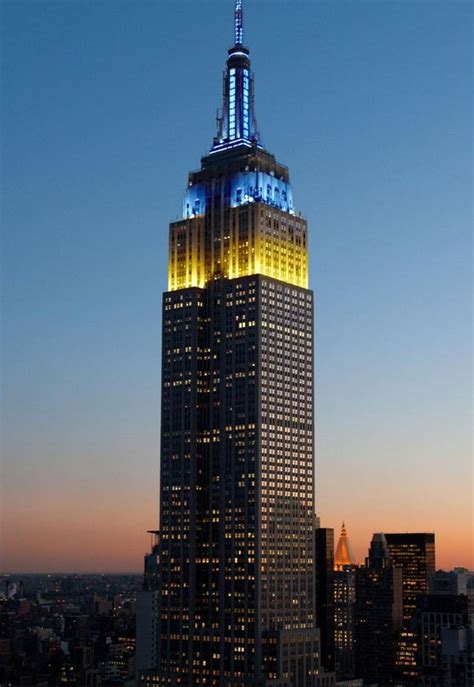 Empire State Building Light Theme Supporting Ukraine From New York USA