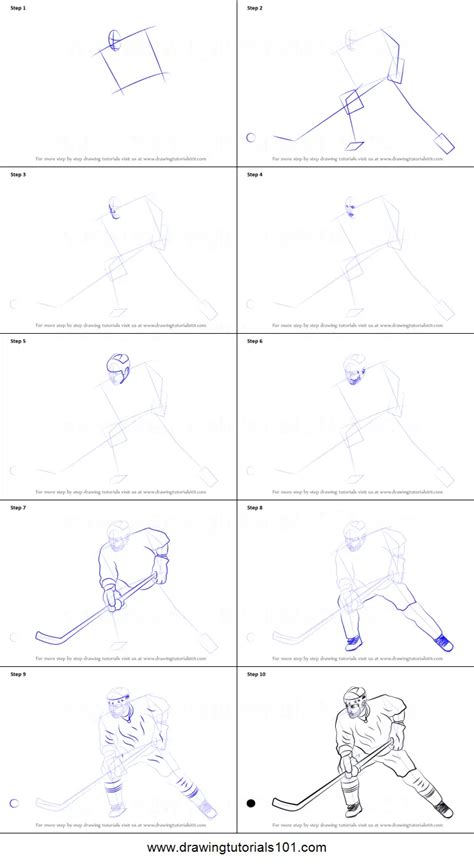 How To Draw Ice Hockey Player Printable Step By Step Drawing Sheet