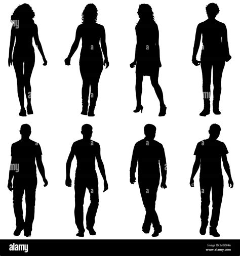 Silhouette Group Of People Standing On White Background Stock Photo Alamy