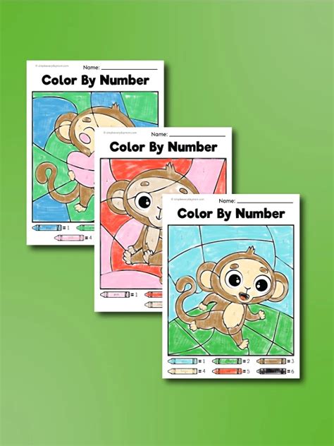 Free Monkey Color By Numbers For Kids