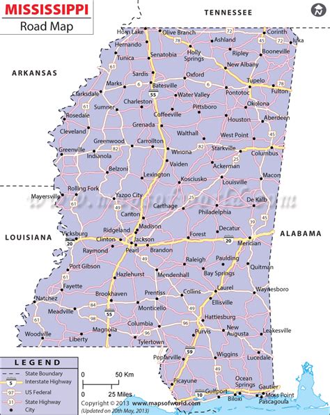 Mississippi Road Map