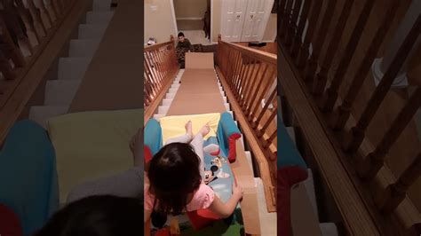 Cardboard Slide On Staircase Youtube