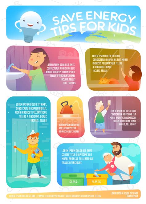 Premium Vector Save Energy Tips For Kids Web Infographic About How