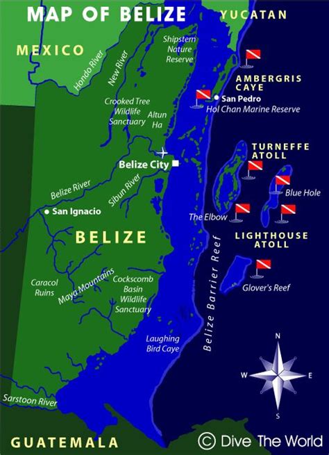 Map Of Belize Ambergris Caye Turneffe Atoll Lighthouse Reef Great